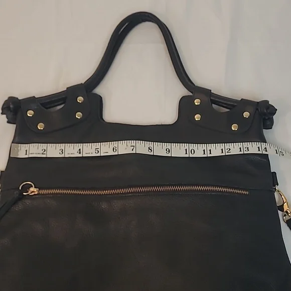 Pietro Alessandro Black Leather Satchel w/ Crossbody Strap Original Brooklyn Bag - Picture 4 of 15